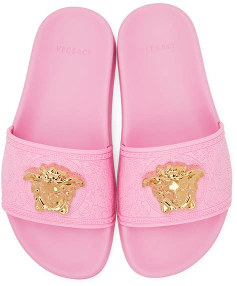 limited edition pink versace slides|Versace medusa slides.